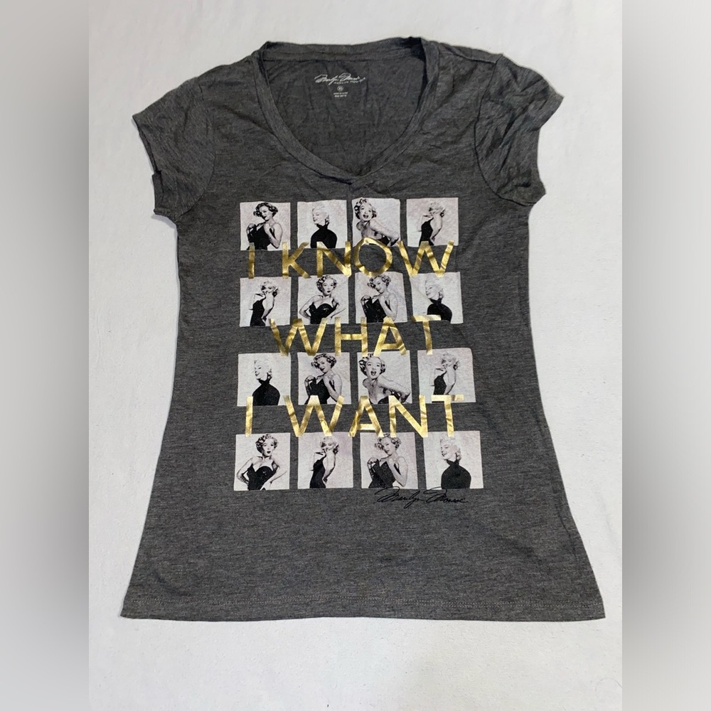 Gray Cap Sleeve Graphic “Marilyn Monroe” T-Shirt